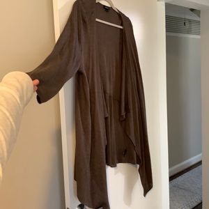 Brown sweater with slightly synched waist and flowy front